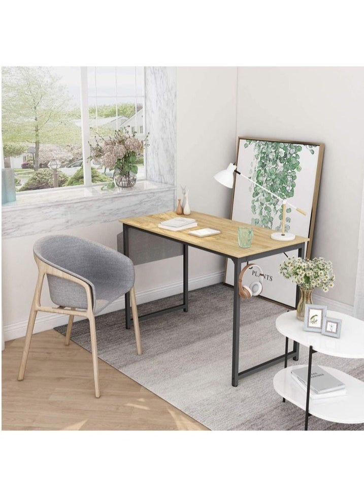 Multipurpose Simple Style Vintage Design Computer Desk Laptop Table Workstation Sturdy Writing Desk with Storage Bag and Hook for Home and Offices 100x50x72 centimeter