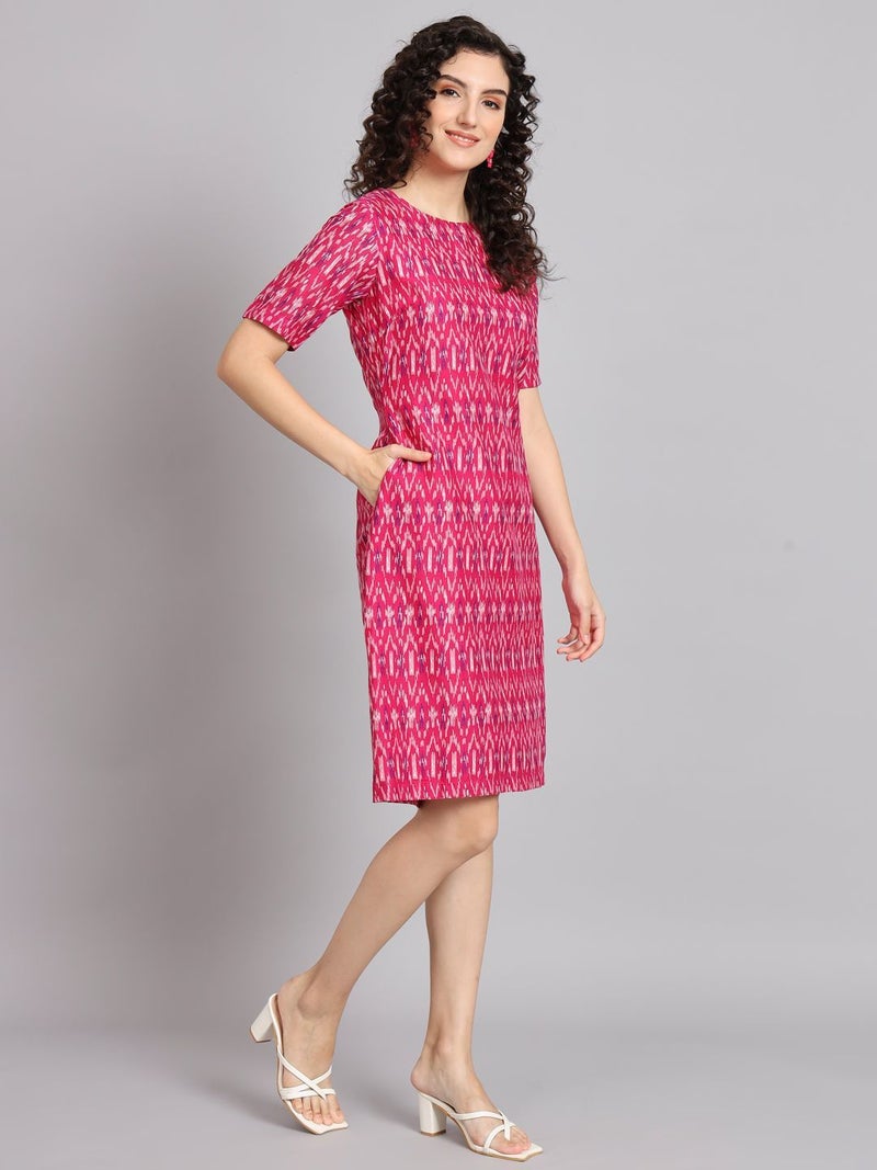 Powersutra A-Line Printed Dress in Pink for Women - Image 3