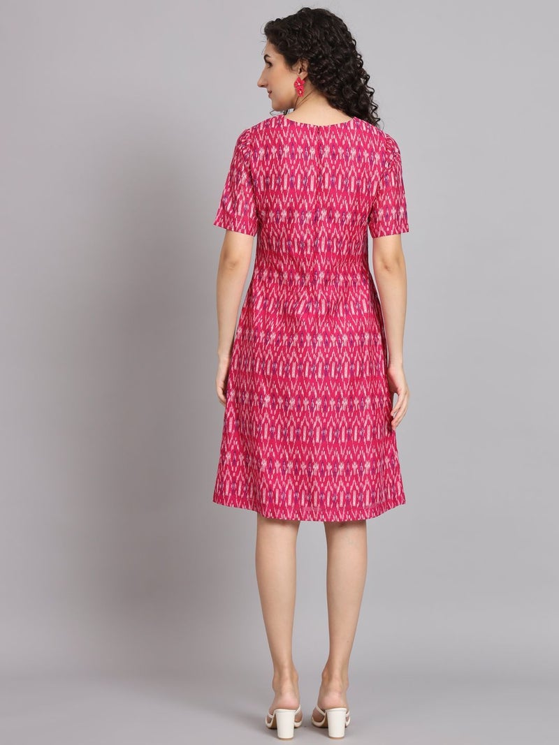 Powersutra A-Line Printed Dress in Pink for Women - Image 4