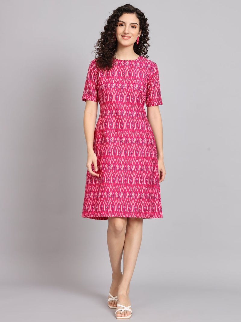 Powersutra A-Line Printed Dress in Pink for Women - Image 1