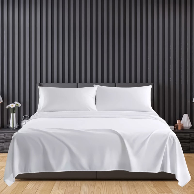 Sunshine Comforts Microfiber Flat Sheets Breathable Anti Wrinkle Shrink and Fade Resistant Single Bed Sheets White Bedding  Linen  Bedding 180 x 254cm Single Flat Sheet Washable White