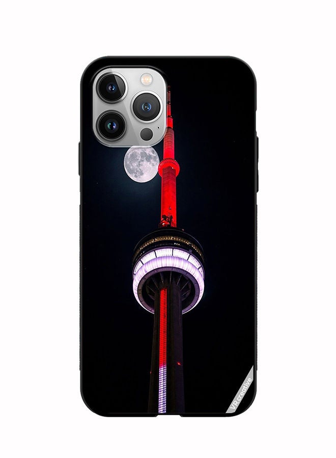 VR CREATIVE غطاء حماية لجهاز آبل آيفون 12 برو ماكس تصميم برج CN مضيء باللون الأحمر متعدد الألوان - Image 1
