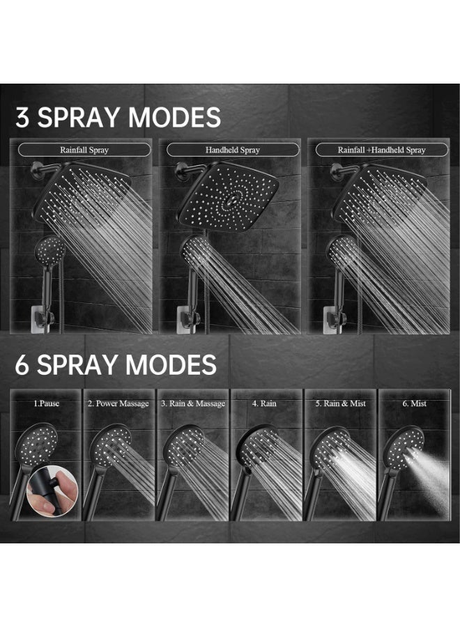 Bukela 12-inch Electroplated Starry Sky Overhead Shower, Bathroom Pressurized Double Shower Set, Large Water Output Rain Shower Handheld Overhead Shower Combination Shower - Image 5