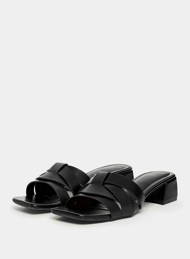 Styli Weave Style Strap Low Heel Sandals