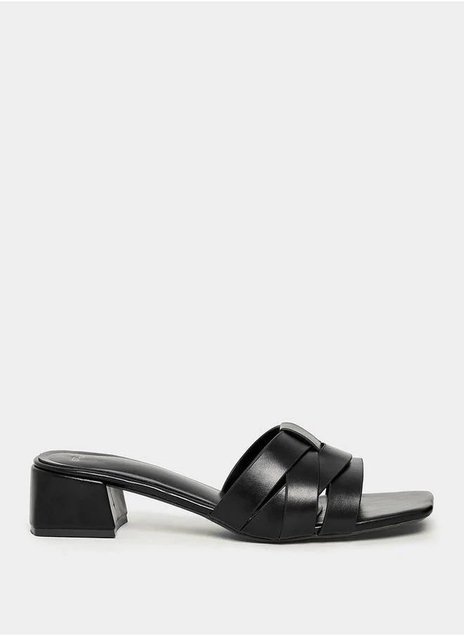 Styli Weave Style Strap Low Heel Sandals