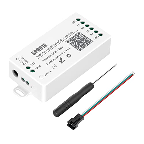 SEZO WS2812B WiFi Controller, iOS/Android App Control DC 5V24V SP801E for SK6812 WS2815 Digital One-Wire RZ Code LED Driver IC RGB LED Strip Matrix Panel Light AP/STA Mode - Image 1