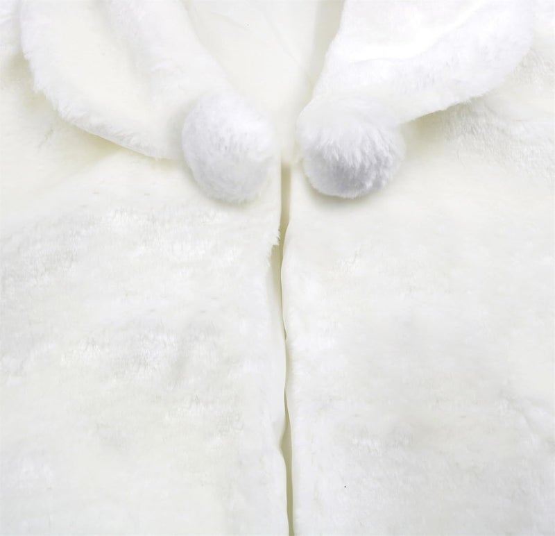SK Studio Girls Princess Faux Fur Flower Bolero Shrug Party Wedding Dress Up White - Image 5