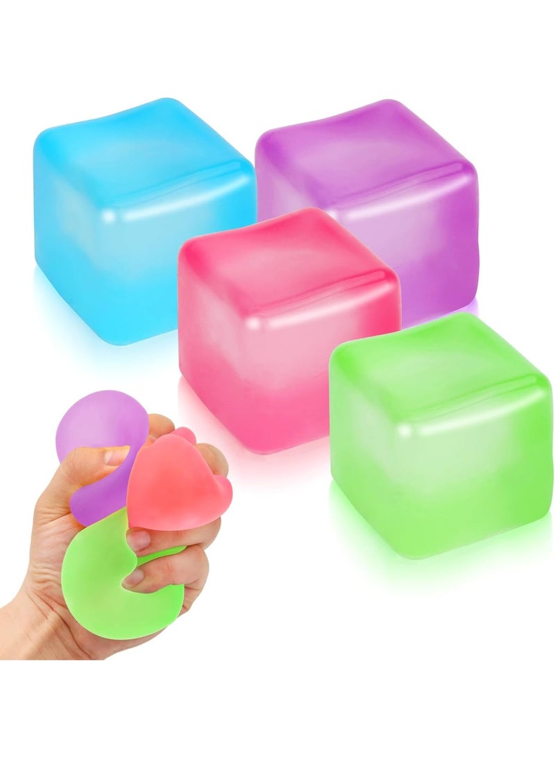 QITAI 4 Pack Stress Cube, Slow Rising Ice Cube Balls For Adults Kids, Sensory Fidget Toy Anxiety Relief, Square Shape Squishy Classroom Prizes, Nice Party Favors - Image 1