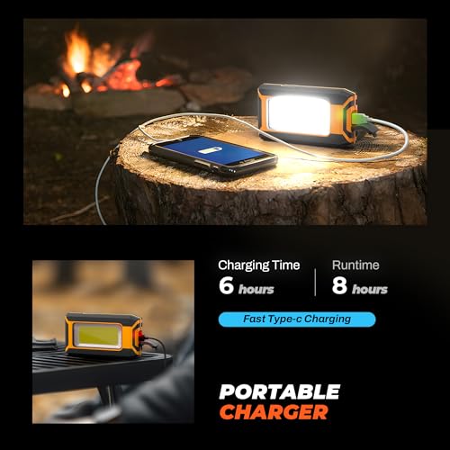 innofox 2-Pack LED Rechargeable Magnetic Work Light 40W 1500 Lumens, Hanging Hook with 3 Modes, LED Work Light for Car Repair, Camping, and Hurricane Use - Image 3
