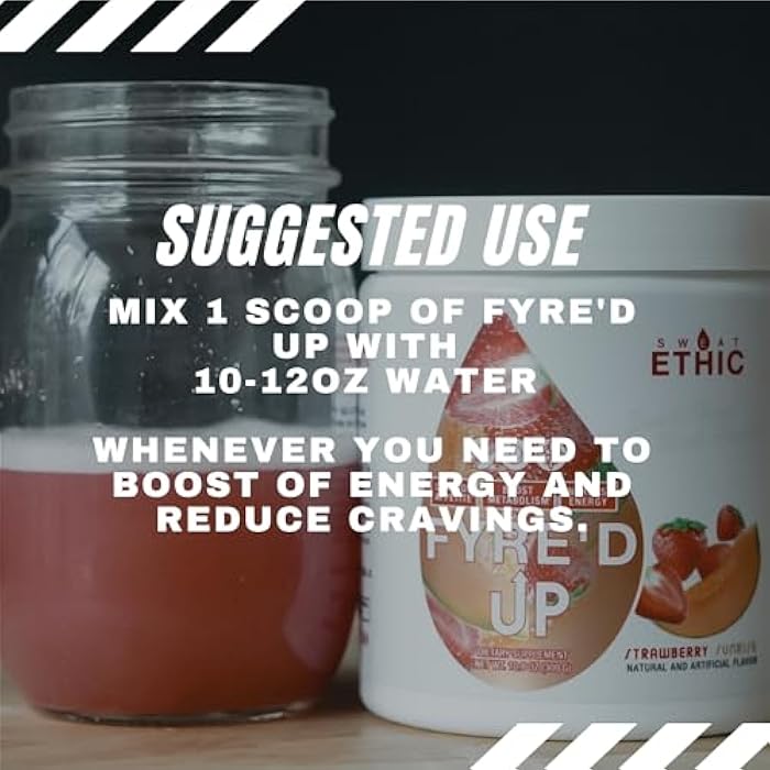 Sweat Ethic FYRE’D UP Energizing Appetite Suppressant, 200MG Natural Caffeine, Supports Active Lifestyle & Craving Control, Easy-Mix Powder for Pre Workout Energy, Mango Pineapple Flavor, 30 Servings - Image 5