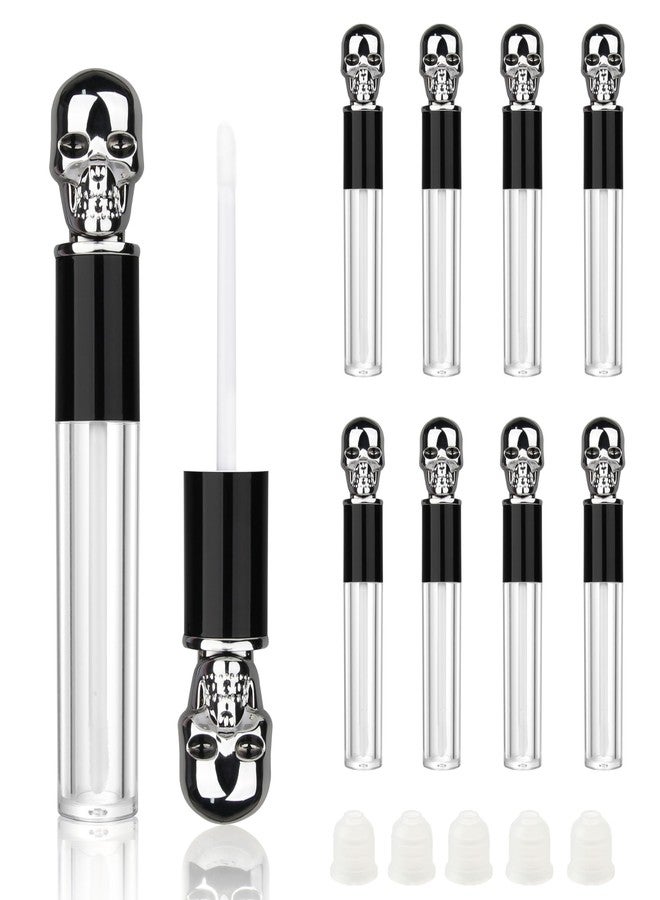 COSIDEA 8pcs Empty Round 5ml 0.17oz Silver skull lip gloss tubes with wand fancy Lipgloss tube containers for lip oil packing - Image 1