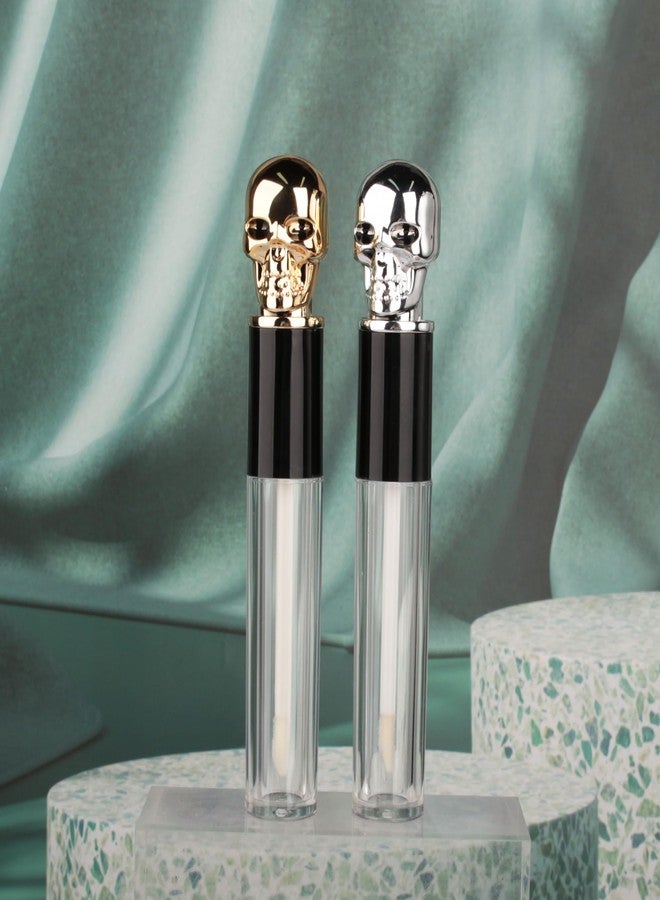 COSIDEA 8pcs Empty Round 5ml 0.17oz Silver skull lip gloss tubes with wand fancy Lipgloss tube containers for lip oil packing - Image 5