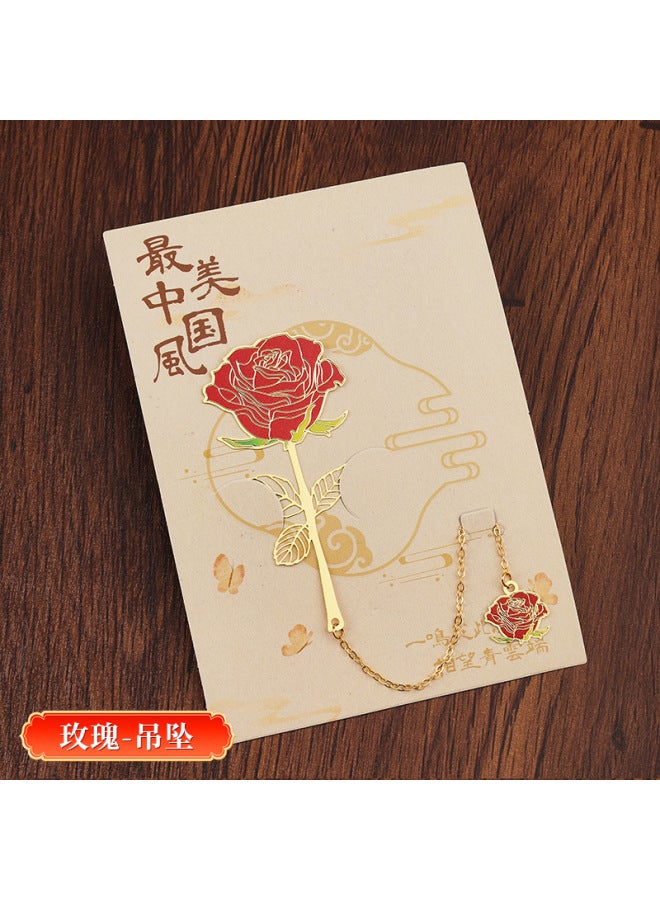 HELPS Creative Metal Painted Bookmark Chinese Style Brass Tassel Retro Student Exquisite Gift Bookmark Wenchuang - Image 1