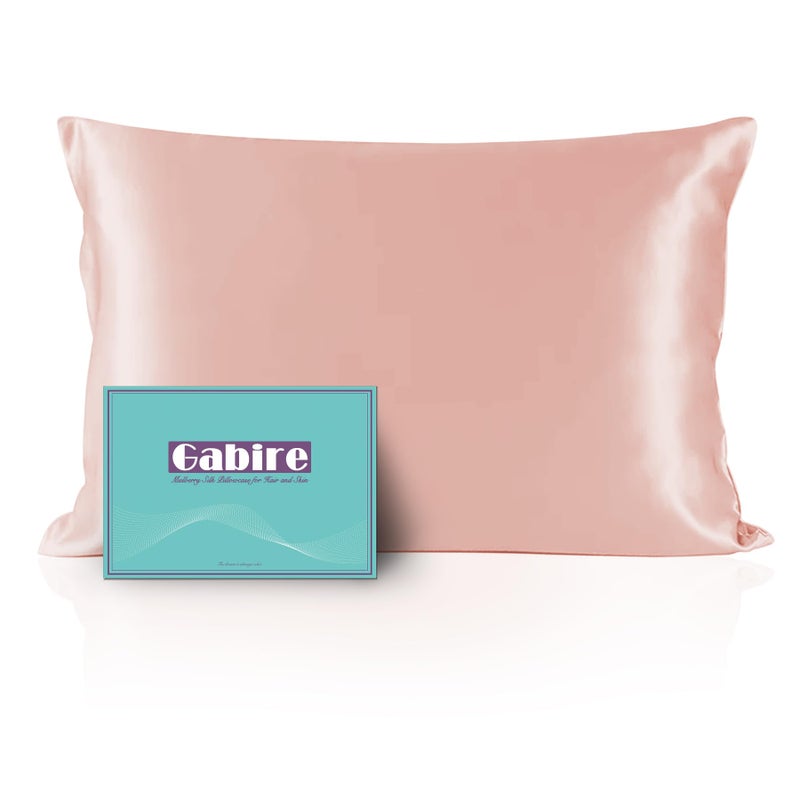 Gabire Mulberry Silk Pillow Case for Hair and Skin Prevent Acne Pillowcases Both Sides Real Silk Pillowcases Organic Silk Pillowcase with Hidden Zipper  Coral Pink  Queen (20""?30"") - Image 1