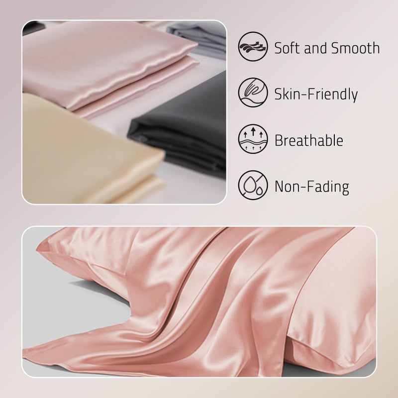 Gabire Mulberry Silk Pillow Case for Hair and Skin Prevent Acne Pillowcases Both Sides Real Silk Pillowcases Organic Silk Pillowcase with Hidden Zipper  Coral Pink  Queen (20""?30"") - Image 2