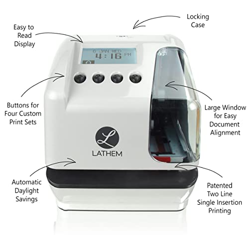 Lathem LT5000 Electronic Multi-Line Date and Numbering Document Stamp Time Clock, Clear, Gray, 7.1" x 6.1" x 7" - Image 2