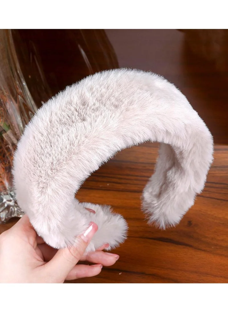 باهلس Women's Vanilla Plush Feather Crown Hair Band