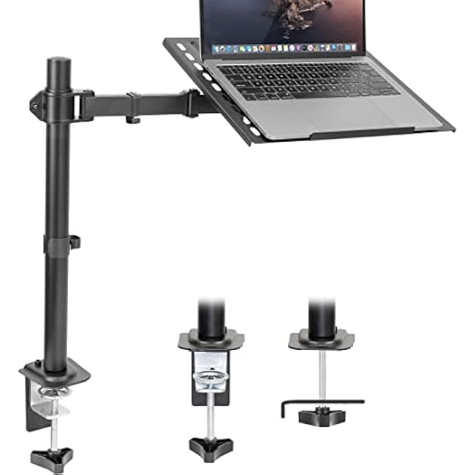 Mount-It! LAPTOP DESK MOUNT | FULL MOTION LAPTOP ARM WITH VENTED TRAY | CLAMP AND GROMMET BASE - Image 1