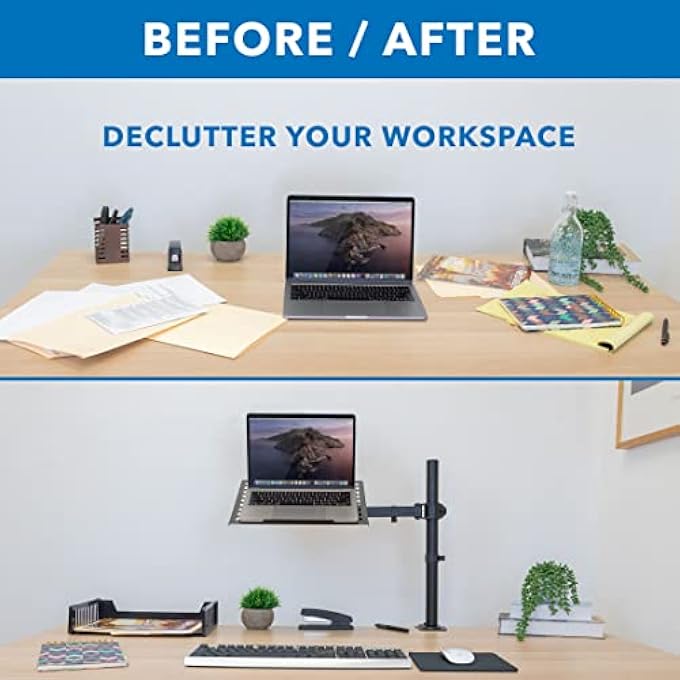 Mount-It! LAPTOP DESK MOUNT | FULL MOTION LAPTOP ARM WITH VENTED TRAY | CLAMP AND GROMMET BASE - Image 2