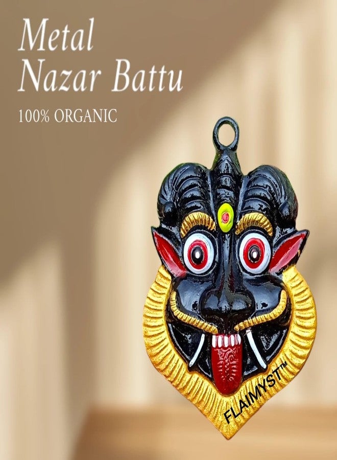 FLAIMYST Metal Nazar Battu for Home Entrance Mahakal Face Mask Nazar Battu Evel Eyes Protection Home Shops office Entrance (Black_10 x 9 cm) SPN-WF2D5B - Image 4