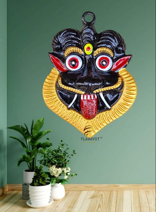 FLAIMYST Metal Nazar Battu for Home Entrance Mahakal Face Mask Nazar Battu Evel Eyes Protection Home Shops office Entrance (Black_10 x 9 cm) SPN-WF2D5B - Image 1
