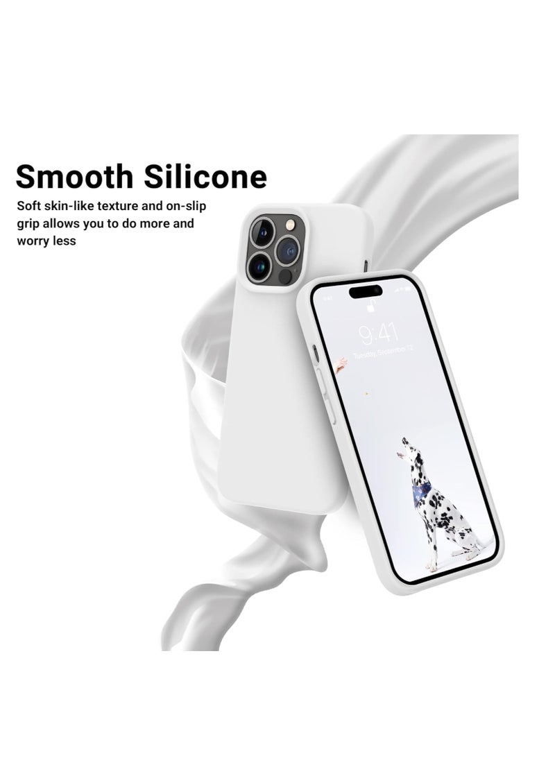 Generic - Compatible with iPhone 14 Pro Case, Liquid Silicone Case, Full Body Protective Cover, Shockproof, Slim Phone Case, Anti-Scratch Soft Microfiber Lining, 6.1 inch white - Image 1