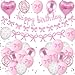 Vibzox Pink Bow Birthday DecorationsBow Coquette Party Decorations with Pink Happy Birthday Banner Bow Balloons Heart Foil Balloons for Girls Women Baby Shower Bow Theme Decor - Image 4
