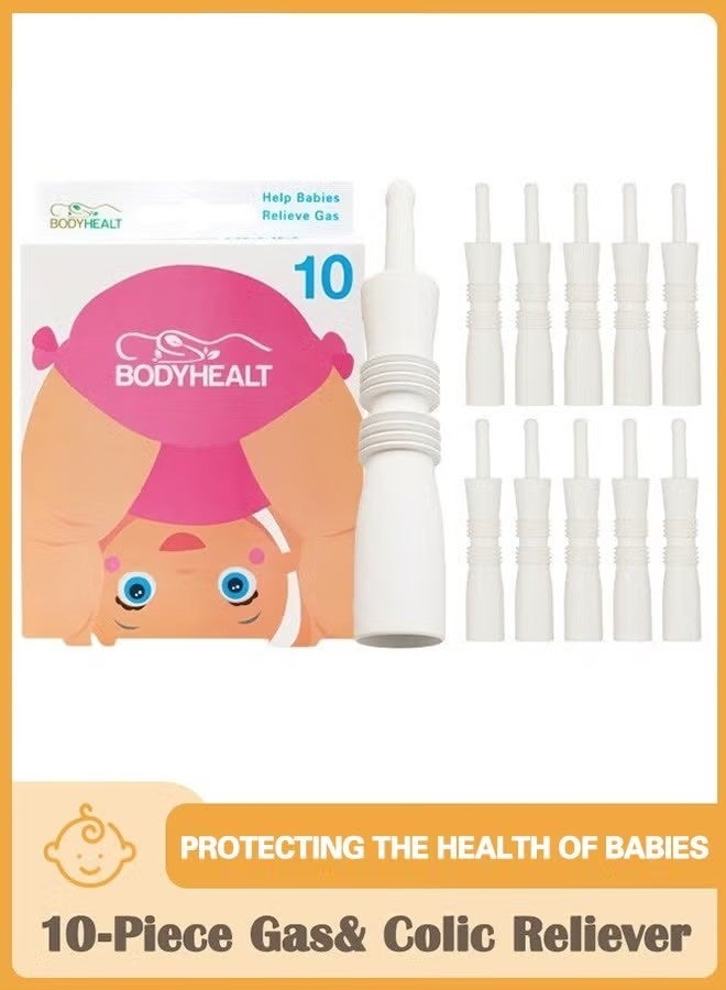 BODYHEALT 10-Piece Baby Gas and Colic Reliever, Baby Constipation Relief, Suitable From Birth, White - Image 1