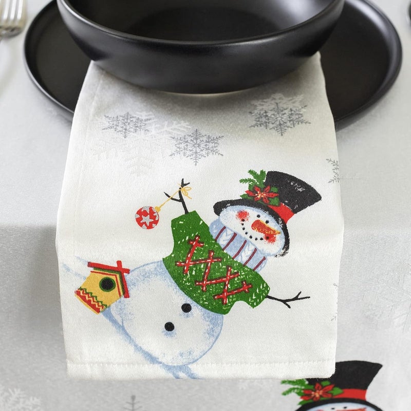 Benson Mills Believe Snowman Engineered Printed Fabric Cloth Napkins for Christmas Winter and Holiday Tablecloths Believe Snowman 19 x 19 Napkins Set of 4 - Image 3