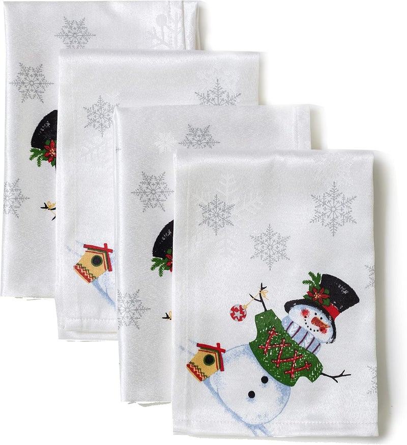 Benson Mills Believe Snowman Engineered Printed Fabric Cloth Napkins for Christmas Winter and Holiday Tablecloths Believe Snowman 19 x 19 Napkins Set of 4 - Image 2