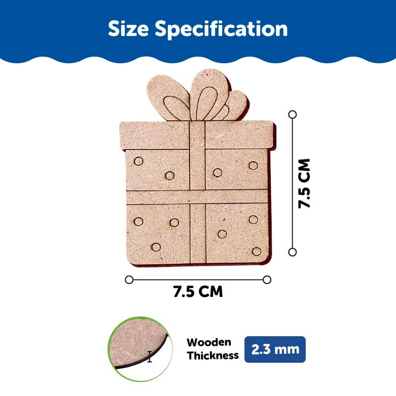 Mini Leaves Wooden DIY Christmas Santa Claus Wooden Fridge Magnets Cut Outs Multicolor Set of 12 Festive Season Fridge Magnetic Toys for Kids 3 4 5 Years Kids - Image 3