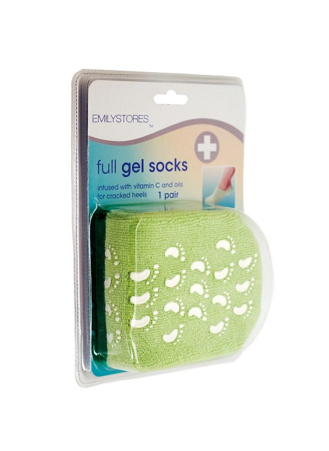 EMILYSTORES - EMILYSTORES Green Moisturize Soften Repair Cracked Skin Moisturizing Treatment Full Gel Jojoba Oil Vitamin E Spa Socks 1Pair - Image 1