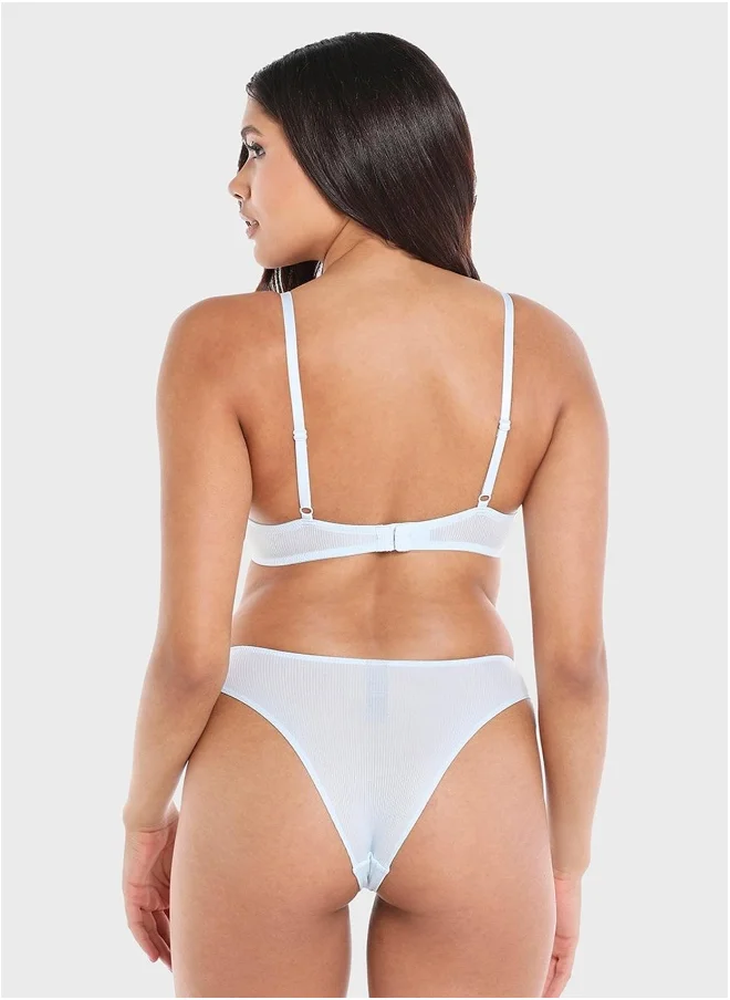 لا سينزا Ls Lingerie Cotton Rib High Leg Cheeky Brief