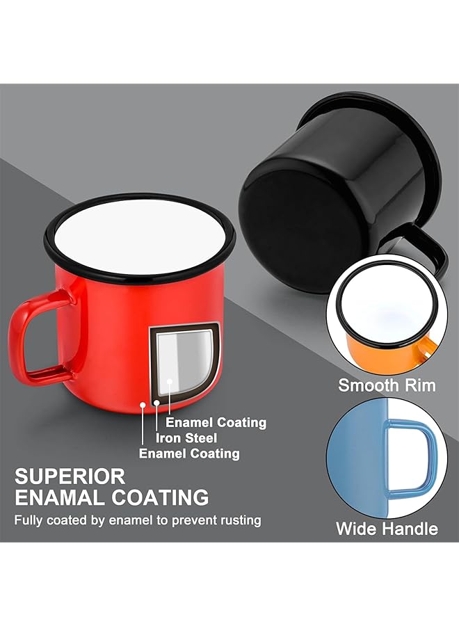 Excefore 6 Pcs Enamel Camping Mugs 12 oz Portable Camp Drinking Cups with Handle Vintage Metal Mugs for Home Office School Camping and Party Supplies - Image 3