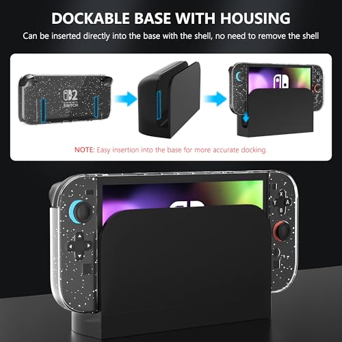 FANPL [Improved Easy Dockable Version] Clear Glitter Case for Nintendo Switch 2, FANPL Protective Cover for Switch 2 and JoyCon Controller - Strong and Durable, Not Easy to Fall Off - Image 2