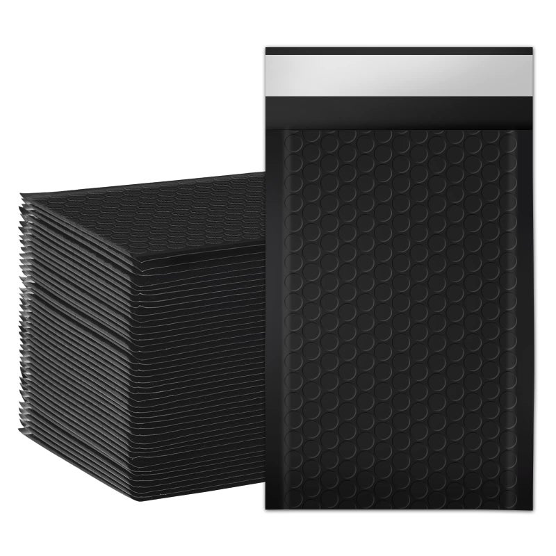 packbabol Bubble Mailers, 4x7 Inch Poly Padded Bubble Mailers Pack of 50 Bubble Envelopes Opaque Self Seal Adhesive Waterproof Bags for Shipping and Packaging(Black,4x7-50Pc) - Image 1