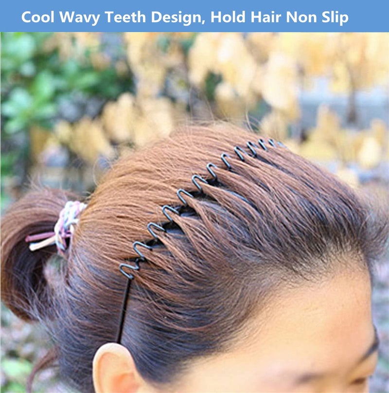 bodbop Metal Hair Band for Men Headband Women Bands Unisex Black Wavy Spring Outdoor Sports Headbands Men's Hoop Clips Accessories Simple Elastic Non Slip Head Headwear - Image 4