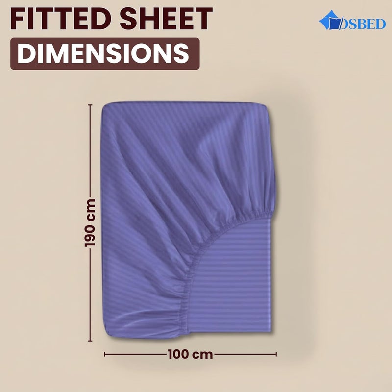OSBED Hotel Quality Striped Fitted Sheet - Lavender, Twin Size (100 x 190cm) - Image 2