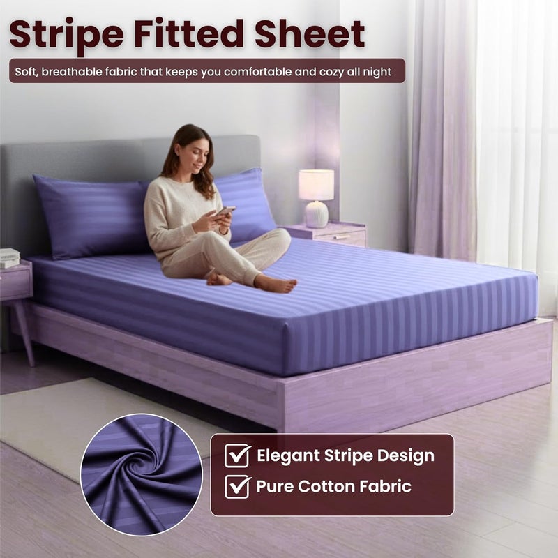 OSBED Hotel Quality Striped Fitted Sheet - Lavender, Twin Size (100 x 190cm) - Image 3