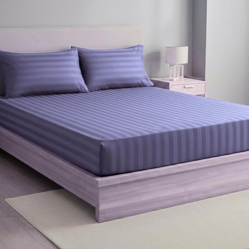 OSBED Hotel Quality Striped Fitted Sheet - Lavender, Twin Size (100 x 190cm) - Image 1