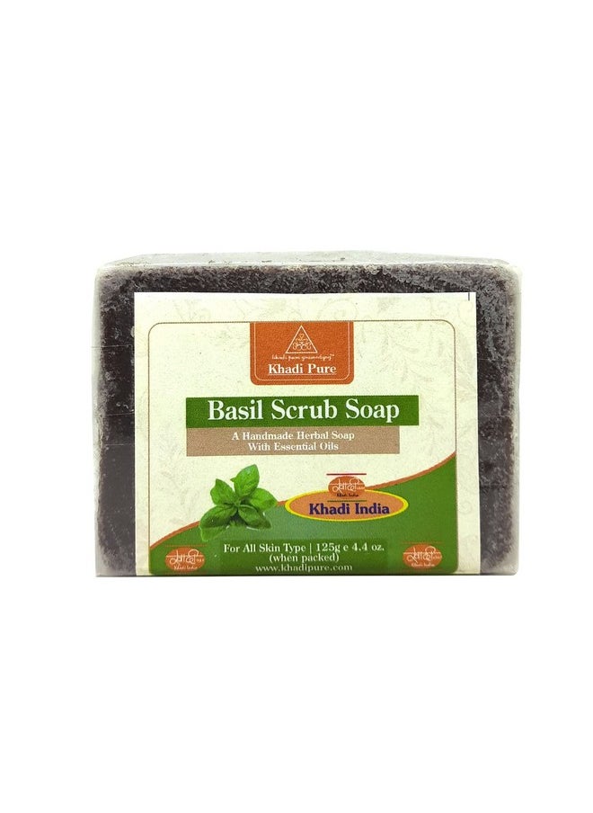 Khadi Pure Gramodyog - Herbal Basil Scrub Soap - 125G - Image 1