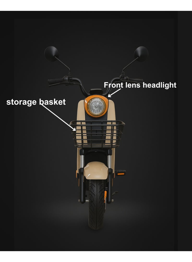 كاميل ITQ-7 برو، دراجة كهربائية للبالغين، 1000 واط، إطار 14 بوصة، مدى 105 كم، مع سلة ومرايا، بني - Image 4