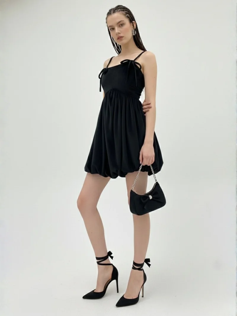 Outzidr  Black Bubblehem Dress for Women | Best Price UAE