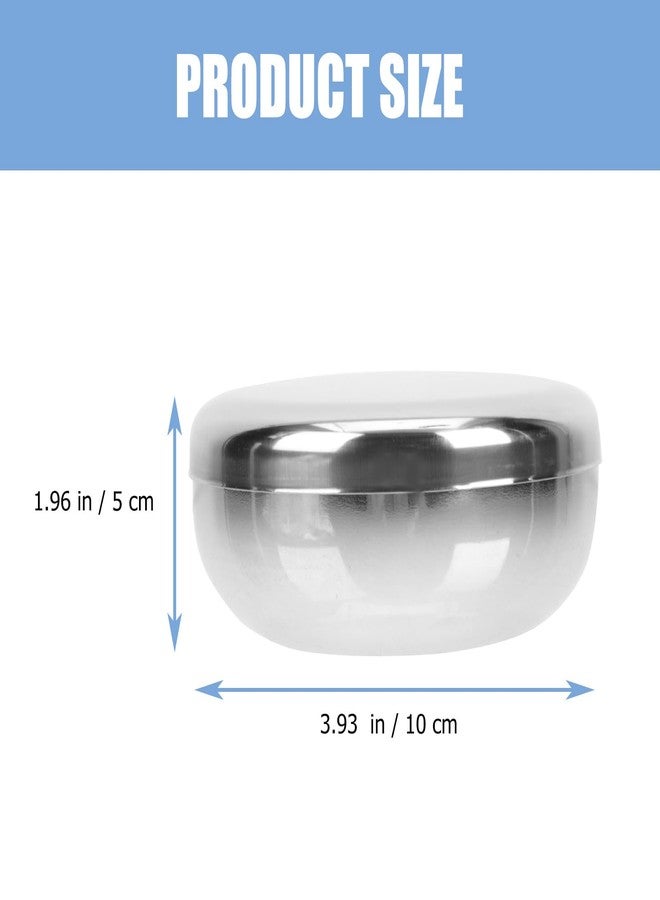Yardwe 2pcs Stainless Steel Rice Bowl with Lid, Double Wall Insulated Korean Silver Bowls for Soup Rice Storage Outdoor Camping Kitchen Use - Image 3