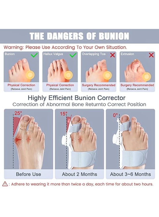 جبيرة انحراف إبهام القدم قابلة للتعديل لتخفيف آلام إصبع القدم الكبير، مصحح إصبع القدم المطرقة مع فاصل أصابع القدم، للجنسين، مناسبة للقدم اليسرى أو اليمنى - Image 2
