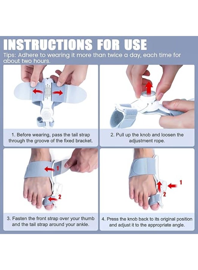 جبيرة انحراف إبهام القدم قابلة للتعديل لتخفيف آلام إصبع القدم الكبير، مصحح إصبع القدم المطرقة مع فاصل أصابع القدم، للجنسين، مناسبة للقدم اليسرى أو اليمنى - Image 5