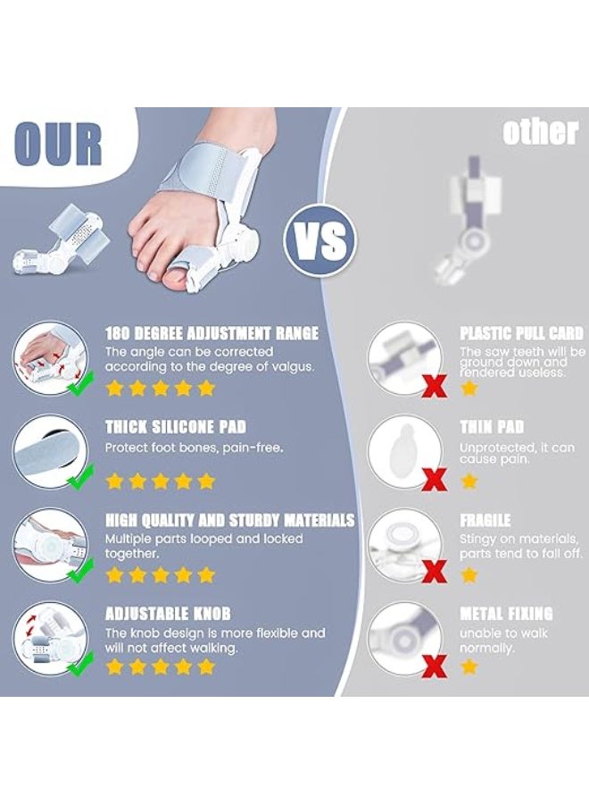 جبيرة انحراف إبهام القدم قابلة للتعديل لتخفيف آلام إصبع القدم الكبير، مصحح إصبع القدم المطرقة مع فاصل أصابع القدم، للجنسين، مناسبة للقدم اليسرى أو اليمنى - Image 3