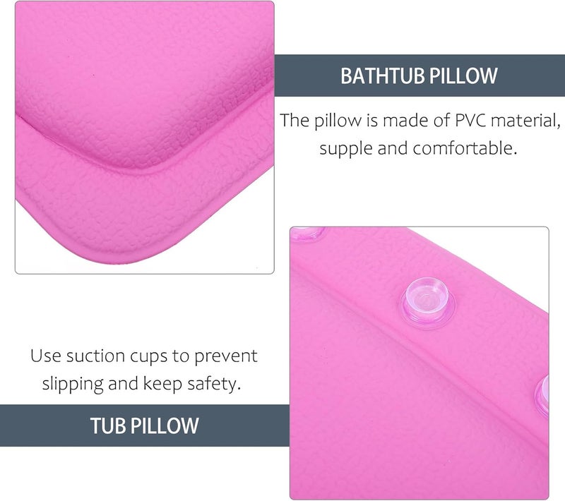 Garneck Spa Bathtub Pillow with Suction Cups, PVC Foam Bath Neck and Shoulder Support Cushion, Non-Slip Tub Pillow for Home and Hotel Use, Purple Textured Surface - Image 3