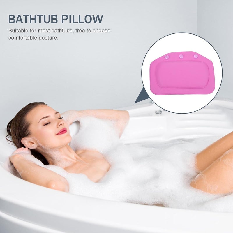 Garneck Spa Bathtub Pillow with Suction Cups, PVC Foam Bath Neck and Shoulder Support Cushion, Non-Slip Tub Pillow for Home and Hotel Use, Purple Textured Surface - Image 4