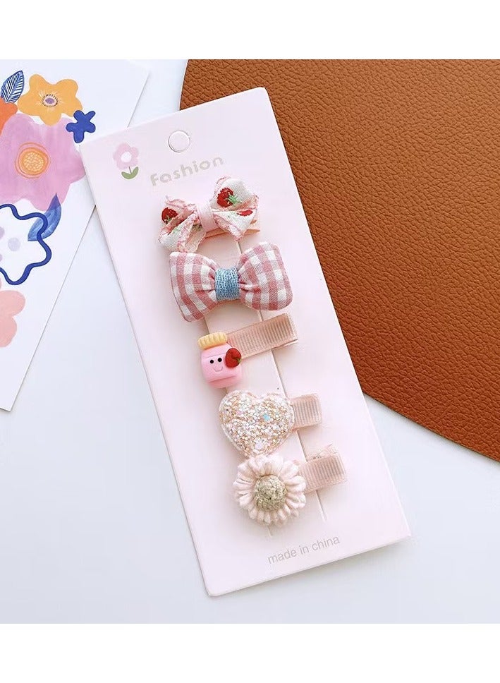 Sparkle Accessories 10 Pcs Charming Girls' Hair Clip Set: Adorable Flower, Bow, and Cartoon-Shaped Knitted Hairpin in Soft Neutral Tones - Crafted from Quality Fabric and Plastic, Perfect for Daily Hair Styling and Special Occasions (Brown) - Image 2